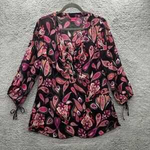 Sunny‎ Leigh Size Large Sheer Long Sleeve Blouse